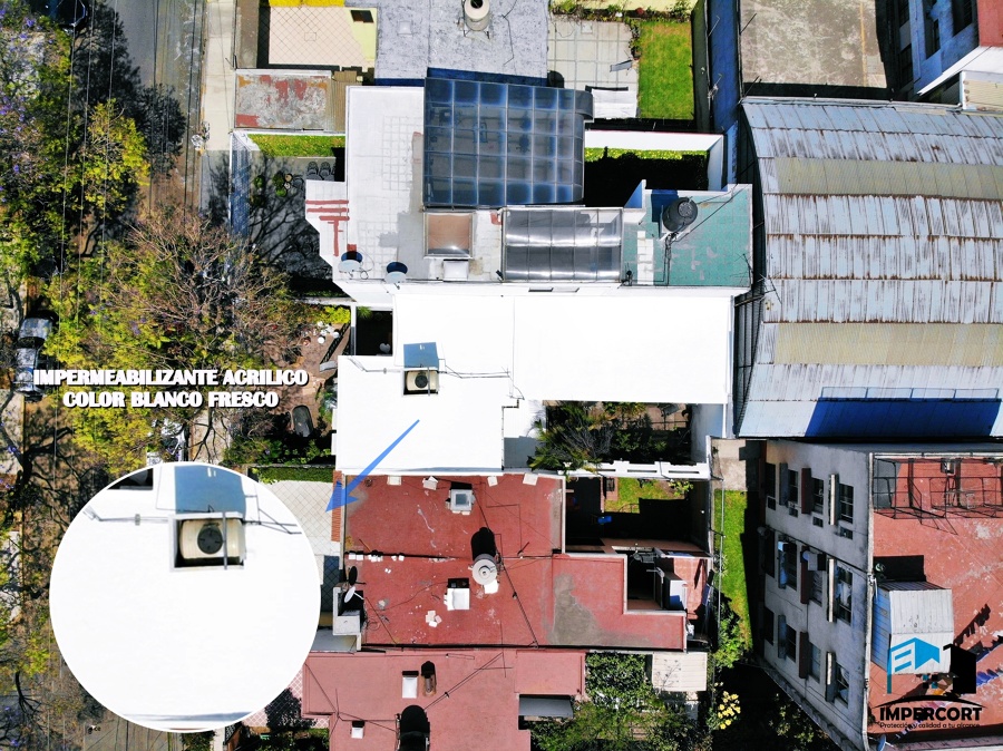 Impermeabilizante acrílico, color blanco fresco.