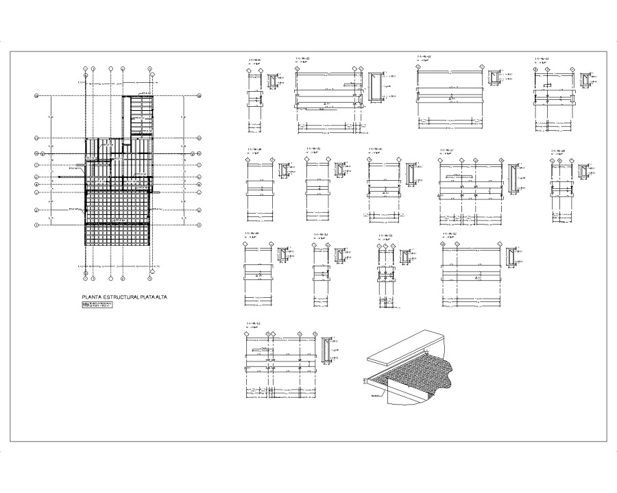 Plano estructural Trabes y detalles planta alta