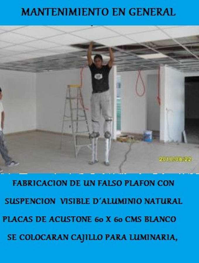 FALSO PLAFON CON SUSPENCION VISIBLE