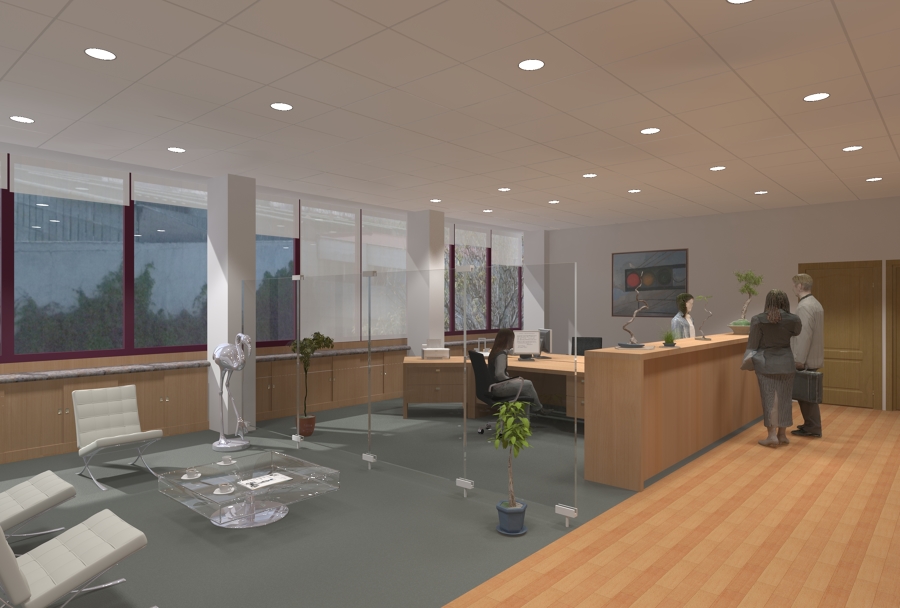 Render de Proyecto de Sala de Atención a personal Siemens.