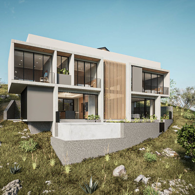 Alzado posterior casa Roble