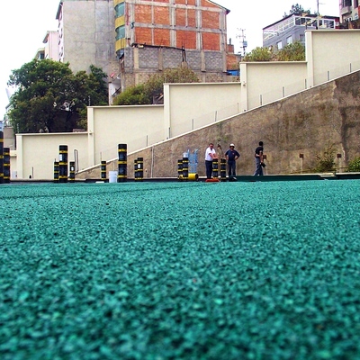 Sistema prefabricado acabo gravilla color verde ecológico