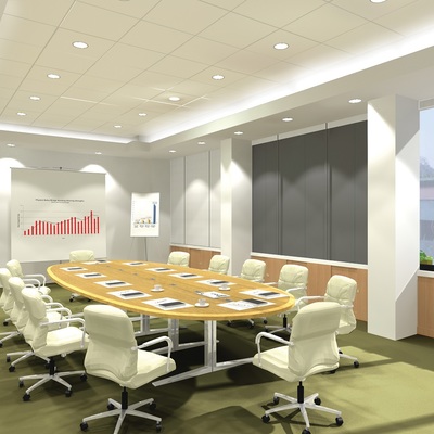 Render de Proyecto de Sala de Juntas Siemens.