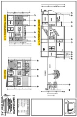 Planos arquitectónicos, cortes y fachada 