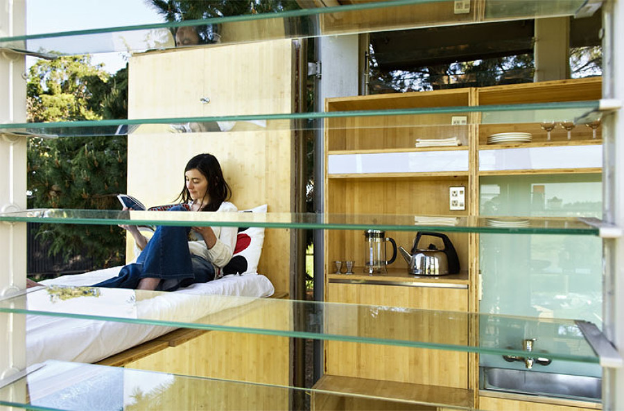 Interior casa prefabricada Port-a-Bach