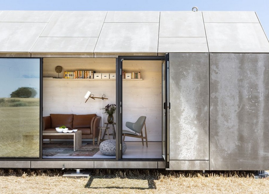 Casa prefabricada de concreto abierta