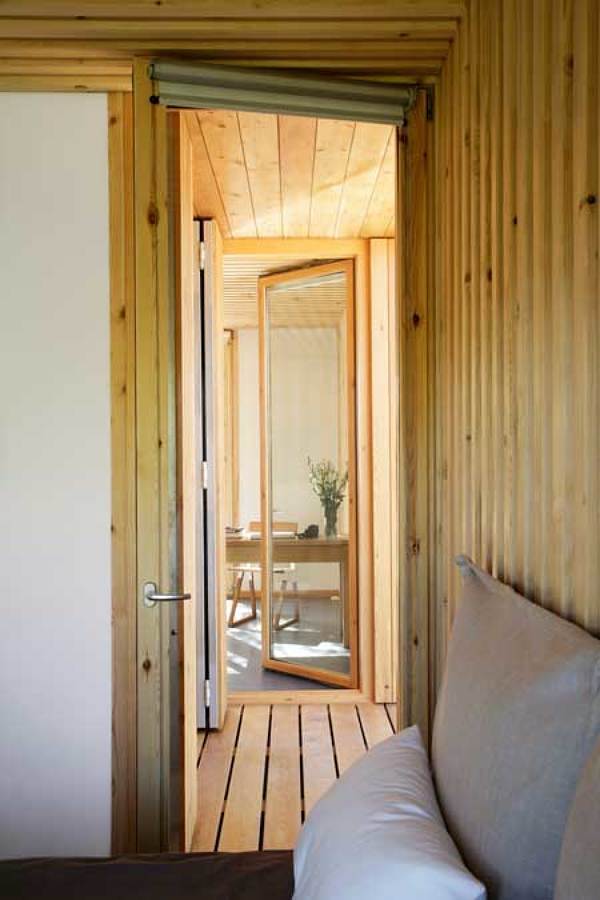 Recámara casa prefabricada de madera