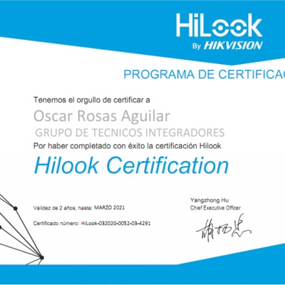 CERTIFICACION CCTV HILOOK BY HIKVISION