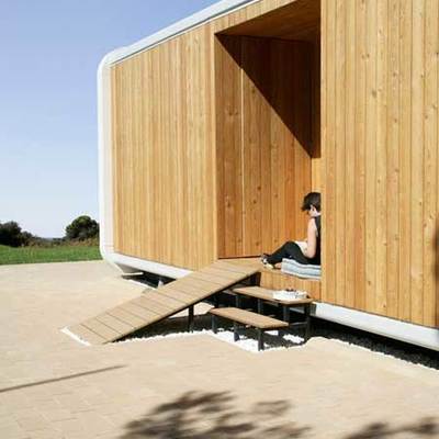 Fachada casa prefabricada de madera